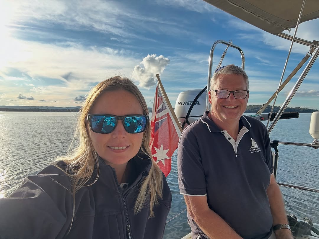 Middle age couple boat owners